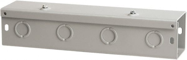 nVent Hoffman - 6" High x 6" Wide x 120" Long, Screw Mount Solid Wall Wire Duct - Gray, 40 Knockouts, Hinged Cover, Steel - Exact Tooling
