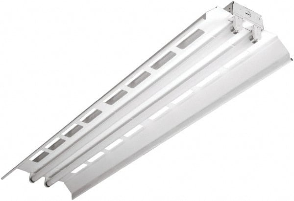 Cooper Lighting - 4 Lamps, 32 Watts, Fluorescent, Low Bay Fixture - 96" Long x 4-5/8" High x 12" Wide, 120-277 Volt, Steel Housing - Exact Tooling
