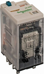 Square D - 14 Pins, Ice Cube Electromechanical Plug-in General Purpose Relay - 6 Amp at 277 VAC, 4PDT, 24 VDC, 21mm Wide x 40mm High x 27mm Deep - Exact Tooling