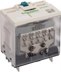 Square D - 14 Pins, Ice Cube Electromechanical Plug-in General Purpose Relay - 15 Amp at 277 V, 4PDT, 24 VDC, 41mm Wide x 39mm High x 27mm Deep - Exact Tooling