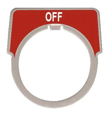 Square D - Half Round, Aluminum Legend Plate - Off - Red Background, White Letters, 1.18 Inch Hole Diameter - Exact Tooling
