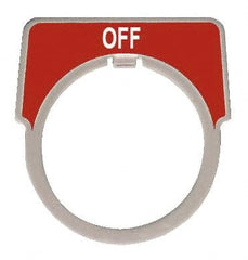 Square D - Half Round, Aluminum Legend Plate - Off - Red Background, White Letters, 1.18 Inch Hole Diameter - Exact Tooling
