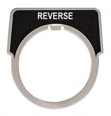 Square D - Half Round, Aluminum Legend Plate - Reverse - Black Background, White Letters, 1.18 Inch Hole Diameter - Exact Tooling
