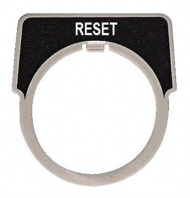 Square D - Half Round, Metal Legend Plate - Reset - Black Background, White Letters, 30mm Hole Diameter - Exact Tooling
