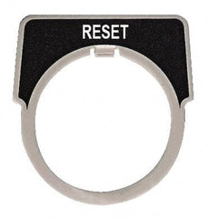 Square D - Half Round, Metal Legend Plate - Reset - Black Background, White Letters, 30mm Hole Diameter - Exact Tooling