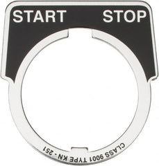 Square D - Metal Legend Plate - Start-Stop - Black Background, White Letters, 30mm Hole Diameter - Exact Tooling