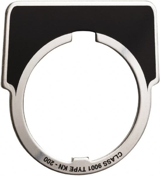 Square D - Metal Legend Plate - Jog - Black Background, White Letters, 30mm Hole Diameter - Exact Tooling