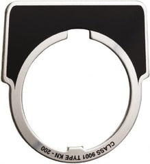 Square D - Metal Legend Plate - Jog - Black Background, White Letters, 30mm Hole Diameter - Exact Tooling