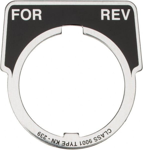 Square D - Metal Legend Plate - For-Rev - Black Background, White Letters, 30mm Hole Diameter - Exact Tooling