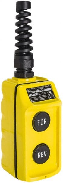 Schneider Electric - 2 Operator, Pushbutton Pendant Control Station - Forward-Reverse (Legend), Momentary Switch, 2NO Contact, NEMA 4 - Exact Tooling