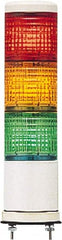 Square D - Red, Green & Orange LED Flashing & Steady Stackable Tower Light with Buzzer - 70 to 85 dB, Base Mount, IP23 (Vertical Surface), IP54 (Flat Surface), 24 VAC/VDC, 14 to 122°F - Exact Tooling