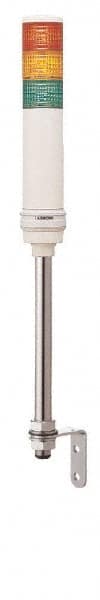 Square D - Red, Green & Orange LED Flashing & Steady Stackable Tower Light with Buzzer - 70 to 85 dB, Tube Mount, IP23 (Vertical Surface), IP54 (Flat Surface), 24 VAC/VDC, 14 to 122°F - Exact Tooling