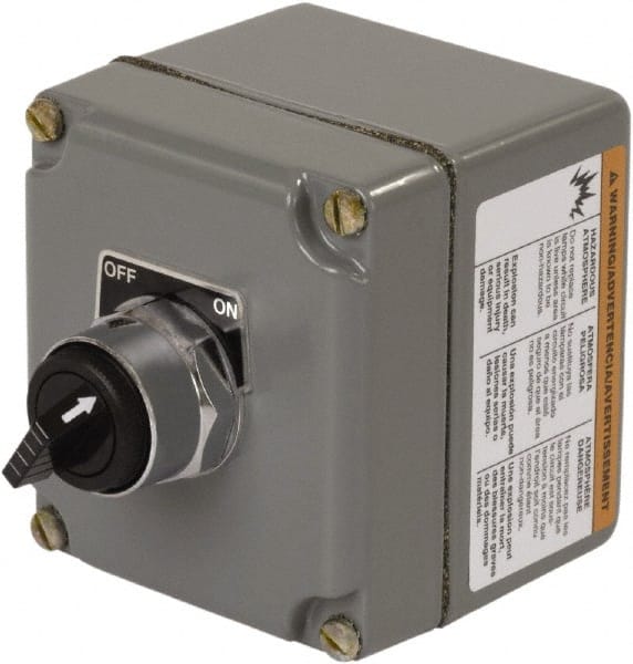 Square D - 30mm, 1 Operator, Knob Operated, Selector Switch Control Station with Off, On Legend - NO/NC Contact, Maintained (MA), 600 VAC, 10 Amp - Exact Tooling