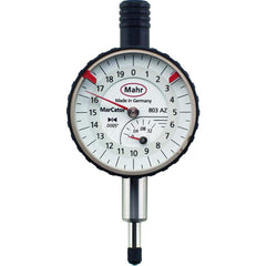 Mahr - Dial Drop Indicators; Maximum Measurement (Inch): 0.12 ; Maximum Measurement (mm): 3.00 ; Dial Graduation (mm): 0.0100 ; Dial Graduation (Decimal Inch): 0.000500 ; Dial Reading: 0-20 ; Dial Diameter (mm): 35.56 - Exact Tooling