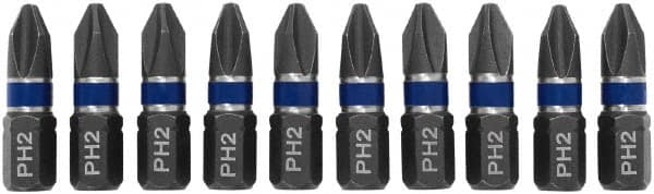 Irwin - #2, Insert Phillips Screwdriver Bit - 1/4" Drive, 1" OAL - Exact Tooling