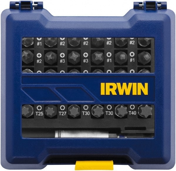 Irwin - 31 Piece, Phillips, Square, Torx Handle, Insert Bit Set - #1 to #3 - Exact Tooling