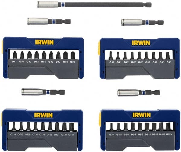 Irwin - 41 Piece, Phillips, Square, Torx, Slotted Handle, Insert Bit Set - #1 to #3 - Exact Tooling