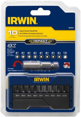 Irwin - 10 Piece, Phillips, Square, Torx Handle, Insert Bit Set - #1 to #3 - Exact Tooling