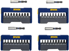 Irwin - 40 Piece, Phillips, Square, Torx, Slotted Handle, Insert Bit Set - #1 to #3 - Exact Tooling