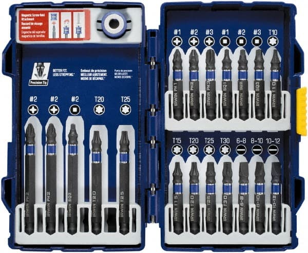 Irwin - 20 Piece, Phillips, Square, Torx, Slotted Handle, Drive Set - #1 to #3 - Exact Tooling