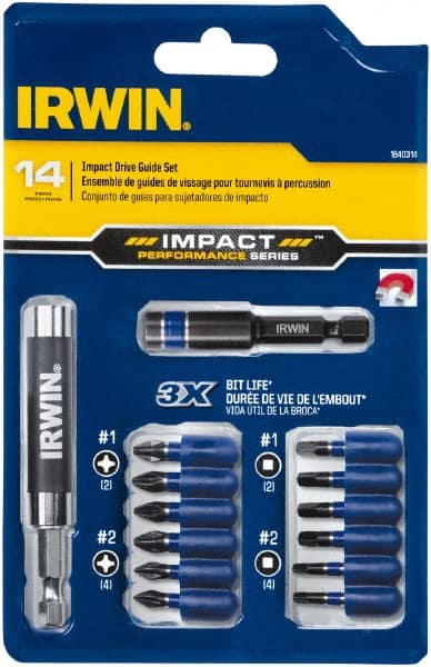 Irwin - 14 Piece, Phillips, Square Handle, Drive Set - #1, #2 - Exact Tooling