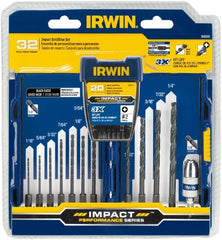 Irwin - 32 Piece, Phillips Handle, Drill & Drive Set - 1/16 to 1/4" Hex - Exact Tooling