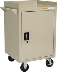 Value Collection - 600 Lb Capacity, 1 Shelf, 1 Drawer, 1 Door Mobile Bench - 23" Wide x 22" Deep x 38.19" High, Steel, Putty - Exact Tooling