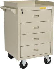 Value Collection - 600 Lb Capacity, 4 Drawer Mobile Bench - 23" Wide x 22" Deep x 38.19" High, Steel, Putty - Exact Tooling