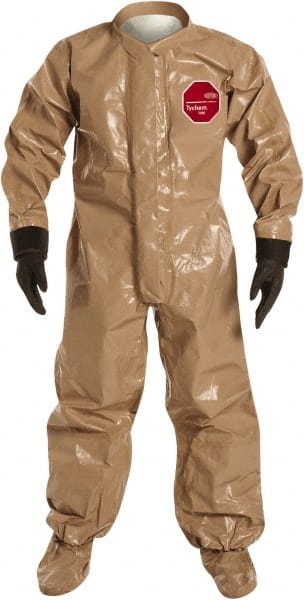 Dupont - Size L, Tan, Chemical, Disposable Encapsulated Suit - Attached Hood, Elastic Ankle, Elastic Wrist - Exact Tooling