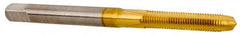 Vermont Tap & Die - M3x0.50 Metric Coarse 6H 3 Flute TiN Finish High Speed Steel Straight Flute Standard Hand Tap - Plug, Right Hand Thread, 1-15/16" OAL, 5/8" Thread Length, D3 Limit, Oversize - Exact Tooling