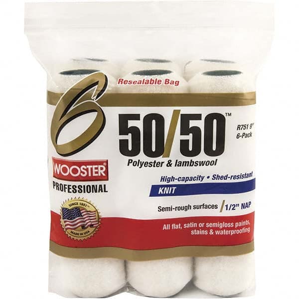 Wooster Brush - 1/2" Nap, 9" Wide Paint Roller - Semi-Rough Texture, Wool/Poly Blend - Exact Tooling