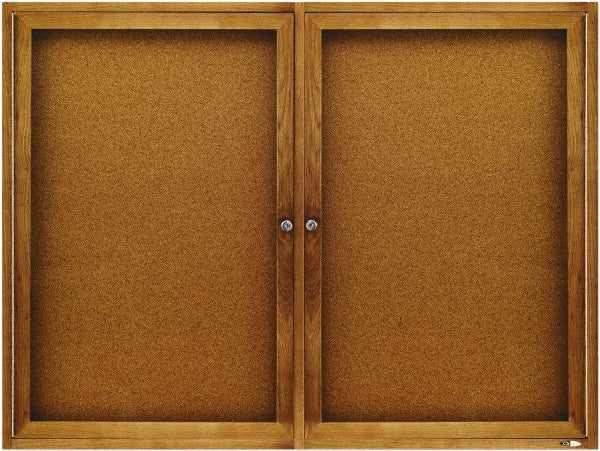 Quartet - 48" Wide x 36" High Enclosed Cork Bulletin Board - Natural (Color) - Exact Tooling