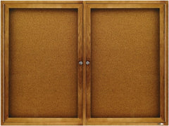 Quartet - 48" Wide x 36" High Enclosed Cork Bulletin Board - Natural (Color) - Exact Tooling