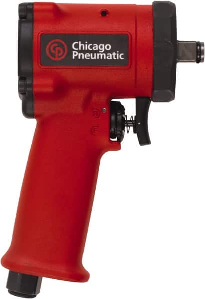Chicago Pneumatic - 1/2" Drive, 9,000 RPM, 450 Ft/Lb Torque Impact Wrench - Pistol Grip Handle, 1,400 IPM, 19.6 CFM, 90 psi, 1/4" NPT Inlet - Exact Tooling
