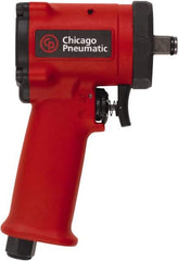 Chicago Pneumatic - 1/2" Drive, 9,000 RPM, 450 Ft/Lb Torque Impact Wrench - Pistol Grip Handle, 1,400 IPM, 19.6 CFM, 90 psi, 1/4" NPT Inlet - Exact Tooling