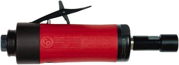 Chicago Pneumatic - 1/4" Collet, Straight Handle, Air Angle Die Grinder - 20,000 RPM, Rear Exhaust, 23.3 CFM, 0.54 hp, 90 psi, 6.35mm Inlet - Exact Tooling