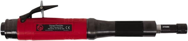 Chicago Pneumatic - 1/4" Collet, Straight Handle, Air Extended Length Die Grinder - 28,000 RPM, Rear Exhaust, 31.8 CFM, 0.8 hp, 90 psi, 9.5mm Inlet - Exact Tooling