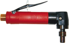 Chicago Pneumatic - 1/4" Collet, Angle Handle, Air Angle Die Grinder - 12,000 RPM, Rear Exhaust, 16.9 CFM, 0.5 hp, 90 psi, 6.35mm Inlet - Exact Tooling