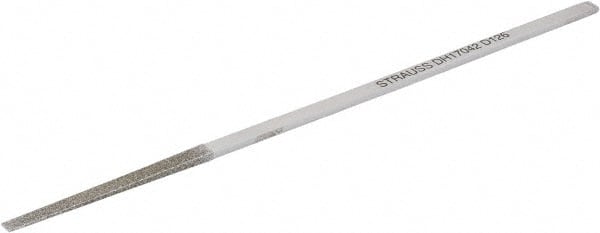 Strauss - 6.69" OAL Medium Flat Needle Diamond File - 0.157" Wide x 0.09" Thick, 1.97 LOC, Gray, 126 Grit - Exact Tooling