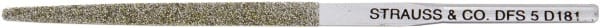 Strauss - 3.346" OAL Coarse Three Square Needle Diamond File - 1/8" Wide x 0.118" Thick, 1.77 LOC, Gray, 181 Grit - Exact Tooling