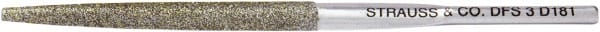 Strauss - 3.346" OAL Fine Half Round Needle Diamond File - 1/5" Wide x 0.082" Thick, 1.77 LOC, Gray, 91 Grit - Exact Tooling