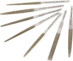 Strauss - 3.346" OAL Fine Equalling Needle Diamond File - 1/5" Wide x 1/16" Thick, 1.77 LOC, Gray, 91 Grit - Exact Tooling