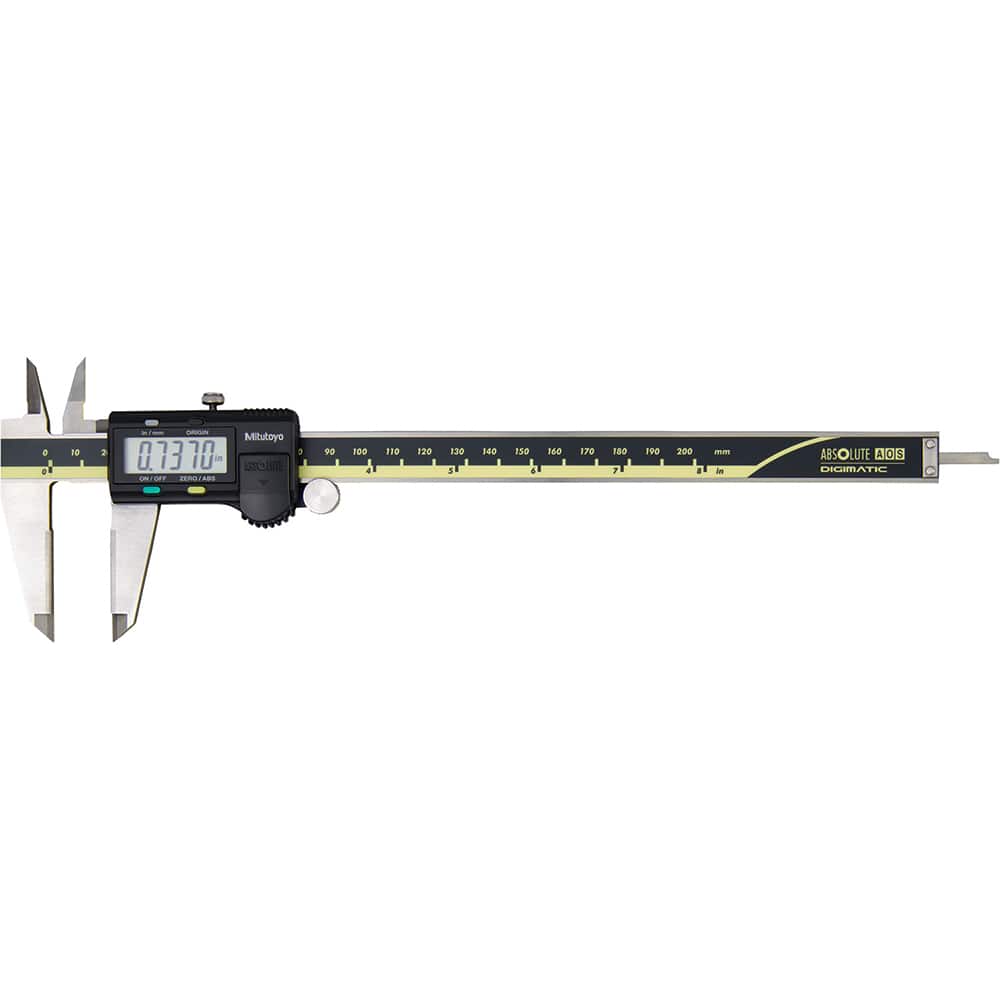 Mitutoyo - Electronic Calipers; Minimum Measurement (Decimal Inch): 0.0000 ; Maximum Measurement (Decimal Inch): 8 ; Maximum Measurement (mm): 200.00 ; Accuracy Plus/Minus (Decimal Inch): 0.0010 ; Resolution (Decimal Inch): 0.0005 ; Resolution (mm): 0.01 - Exact Tooling