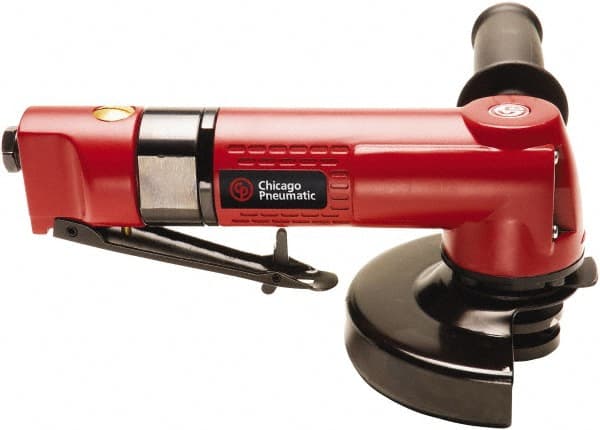Chicago Pneumatic - 5" Wheel Diam, 12,000 RPM, Pneumatic Angle & Disc Grinder - 5/8-11 Spindle, 27.5 CFM, Front Exhaust - Exact Tooling
