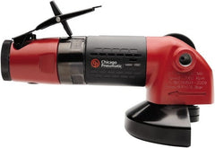 Chicago Pneumatic - 4" Wheel Diam, 12,000 RPM, Pneumatic Angle & Disc Grinder - 3/8-24 Spindle, 36 CFM, Rear Exhaust - Exact Tooling