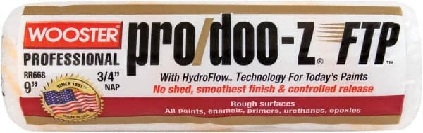 Wooster Brush - 3/4" Nap, 9" Wide Paint Roller - Rough Texture, Woven - Exact Tooling