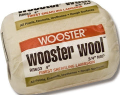 Wooster Brush - 3/4" Nap, 4" Wide Paint Roller - Rough Texture, Lambswool - Exact Tooling