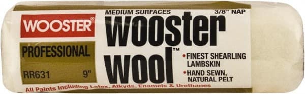 Wooster Brush - 3/8" Nap, 9" Wide Paint Roller - Medium Texture, Lambswool - Exact Tooling