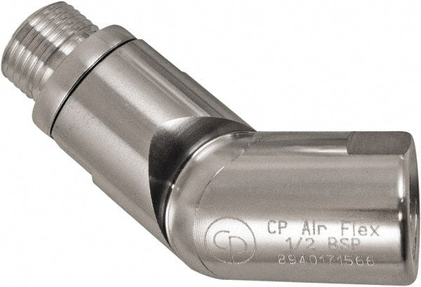 Chicago Pneumatic - 1/2 Male x Female NPT Pneumatic Hose Swivel Fitting - 1/2" ID, Aluminum, Industrial Interchange, 1-5/32" Body Diam - Exact Tooling