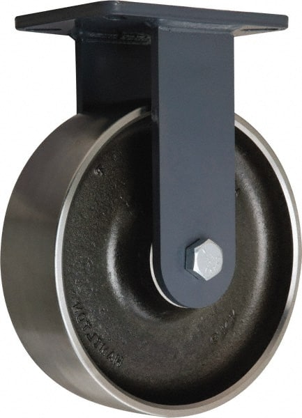 Hamilton - 10" Diam x 3" Wide x 12-1/2" OAH Top Plate Mount Rigid Caster - Forged Steel, 5,000 Lb Capacity, Tapered Roller Bearing, 5-1/4 x 7-1/4" Plate - Exact Tooling